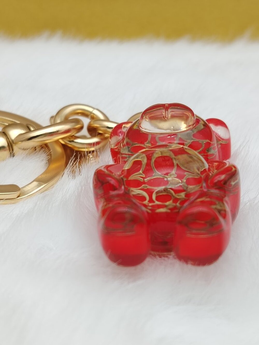 Coach Resin Gummy Bear Bag Charm Gold/Wine CK062 Keychain Coach Bag Accessories - Picture 6 of 8